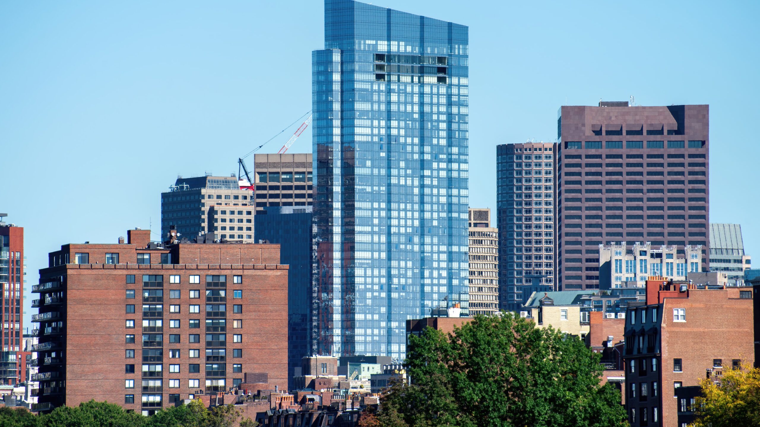 modern skyscraper with glass facade in boston, usa